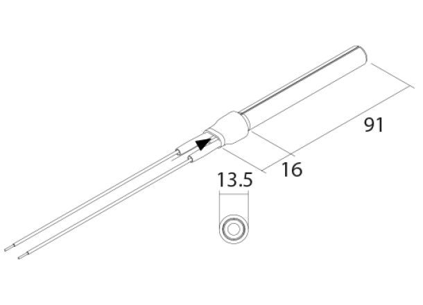 PSx-4-120-W Pelet sobaları ve pelet kazanları için seramik ateşleyici - Çizim 