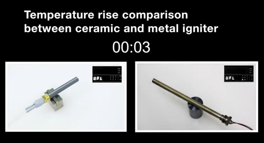 Comparison between pellet ceramic and metal igniter