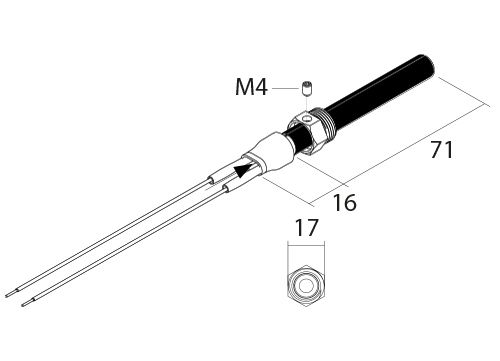 PSx-5-240-B Rezistența ceramica de aprindere pentru sobe și cazane pe peleți - Desen tehnic