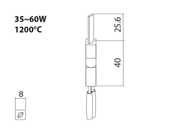 SNx-1-100 ガスバーナー用窒化ケイ素セラミック点火ヒーター図面